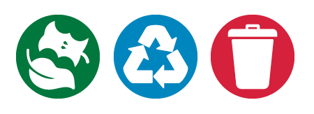 Logos for organics, recycle and trash