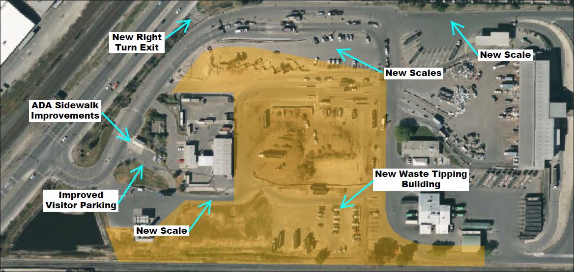 Construction map of the North Area Recovery Station indicating four areas undergoing construction.