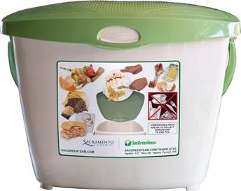 A kitchen pail with a label