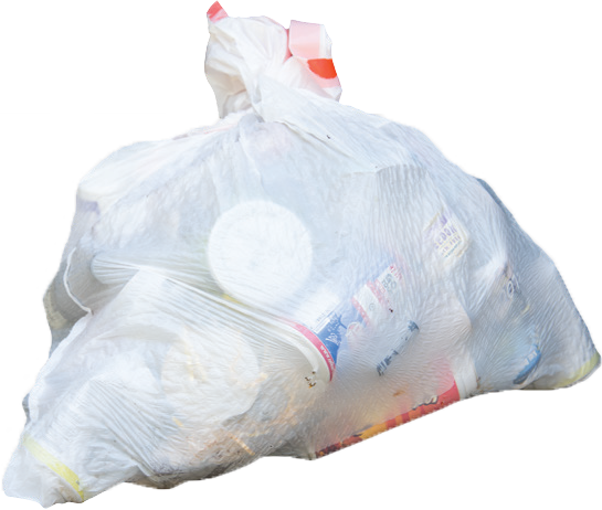 Recyclable items in plastic trash bag image
